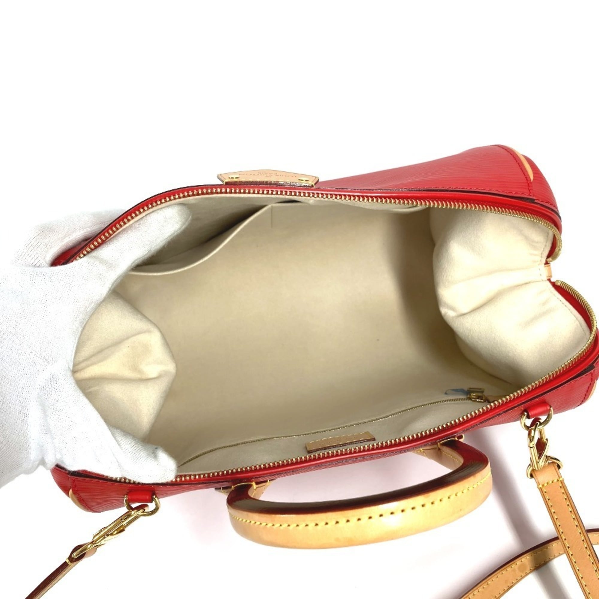 LOUIS VUITTON M93246 Epi Dock PM 2-Way Bag, Shoulder Mini Boston Handbag, Leather, Women's, Red — Like New