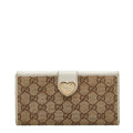 Gucci GG Canvas Heart Long Wallet 203550 Beige White Leather Women's GUCCI