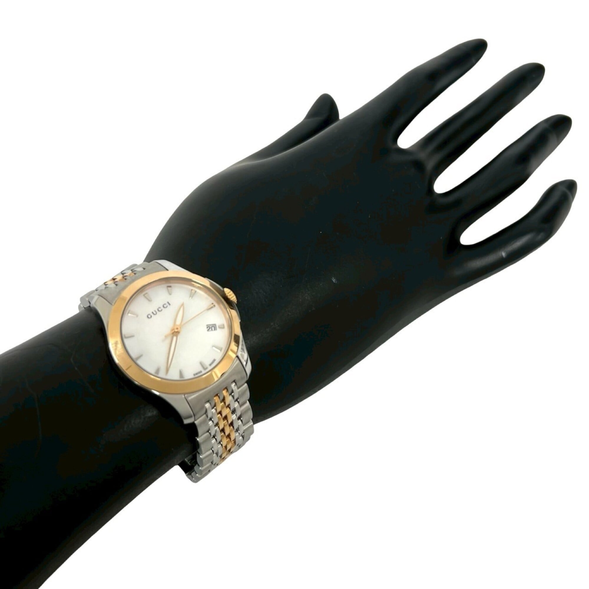 GUCCI GG Logo Stainless Steel Quartz Wristwatch, Silver, 32380 — Good