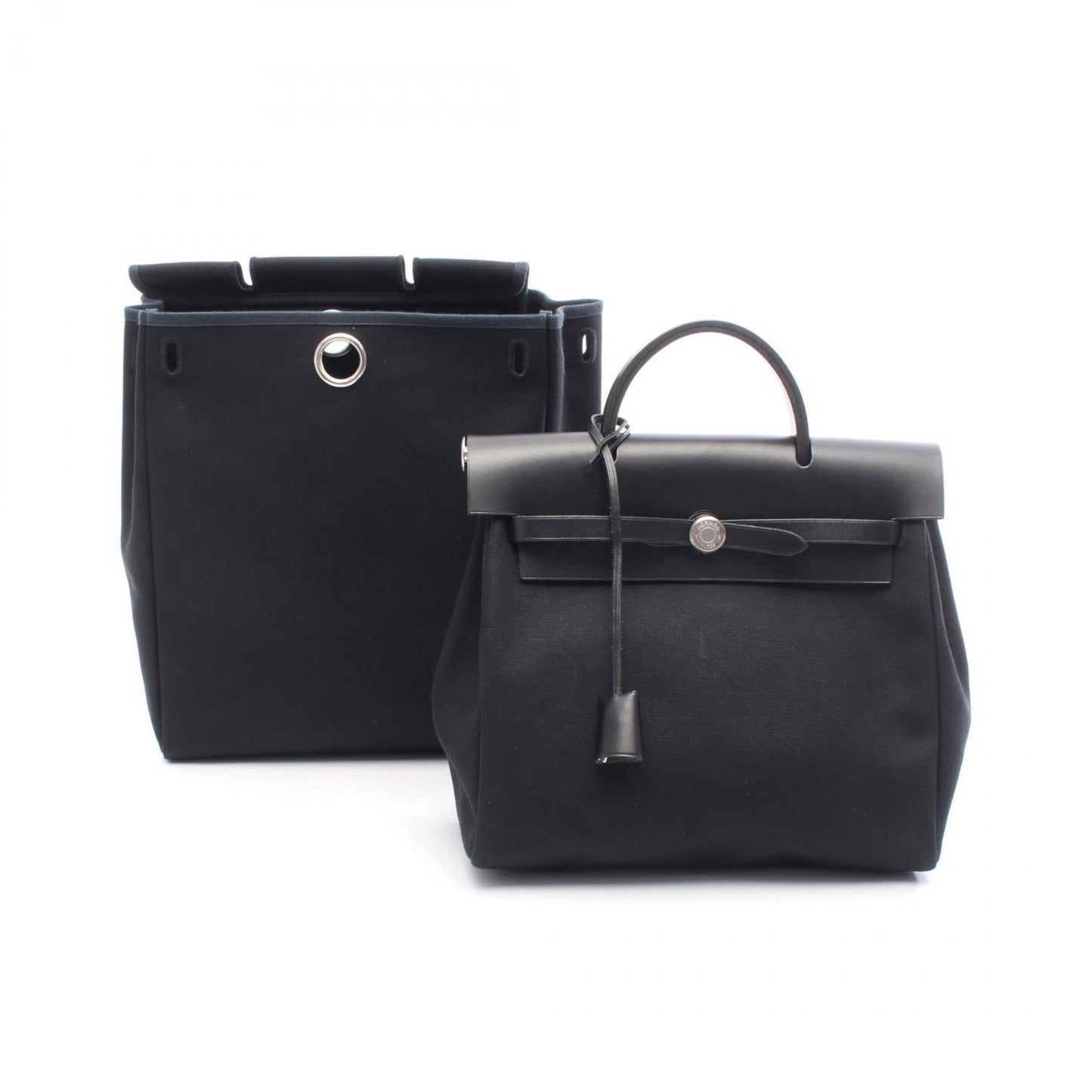 Hermes Hermès Airbag Ad PM Backpack, Leather Toile Officier Bag, Women's, Black