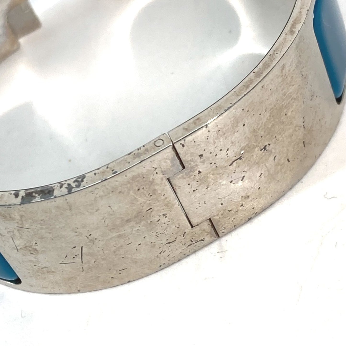 HERMES Click Clack GM Bracelet, Metal Bangle, Women's, Blue