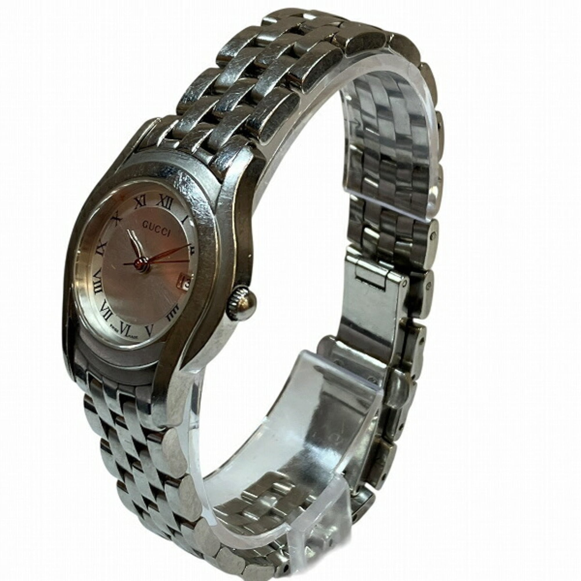 Gucci 5500L Quartz Silver Dial Date Roman Numeral Watch for Women — Good