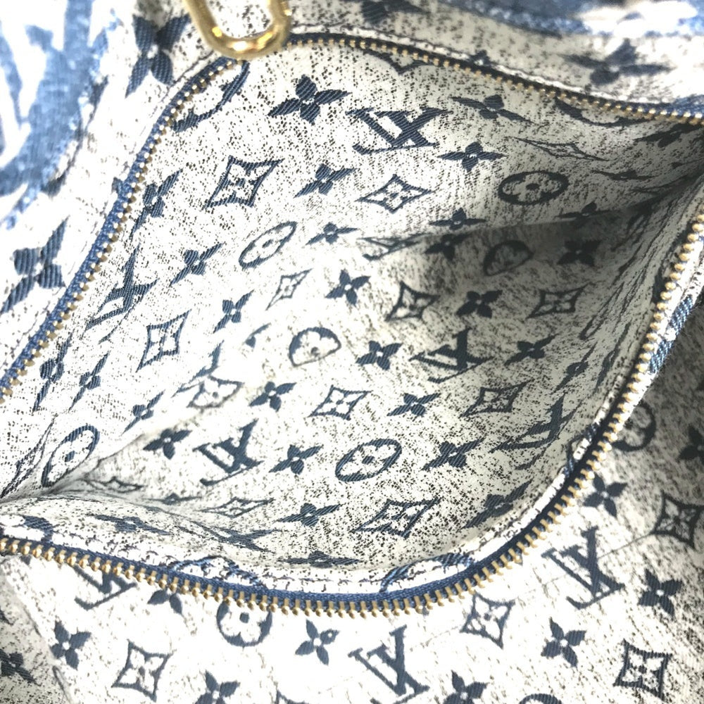 LOUIS VUITTON M59608 Monogram Denim Jacquard On the Go MM Bag Tote Shoulder Canvas Leather Women's Marine Blue D-240804-17 — Like New