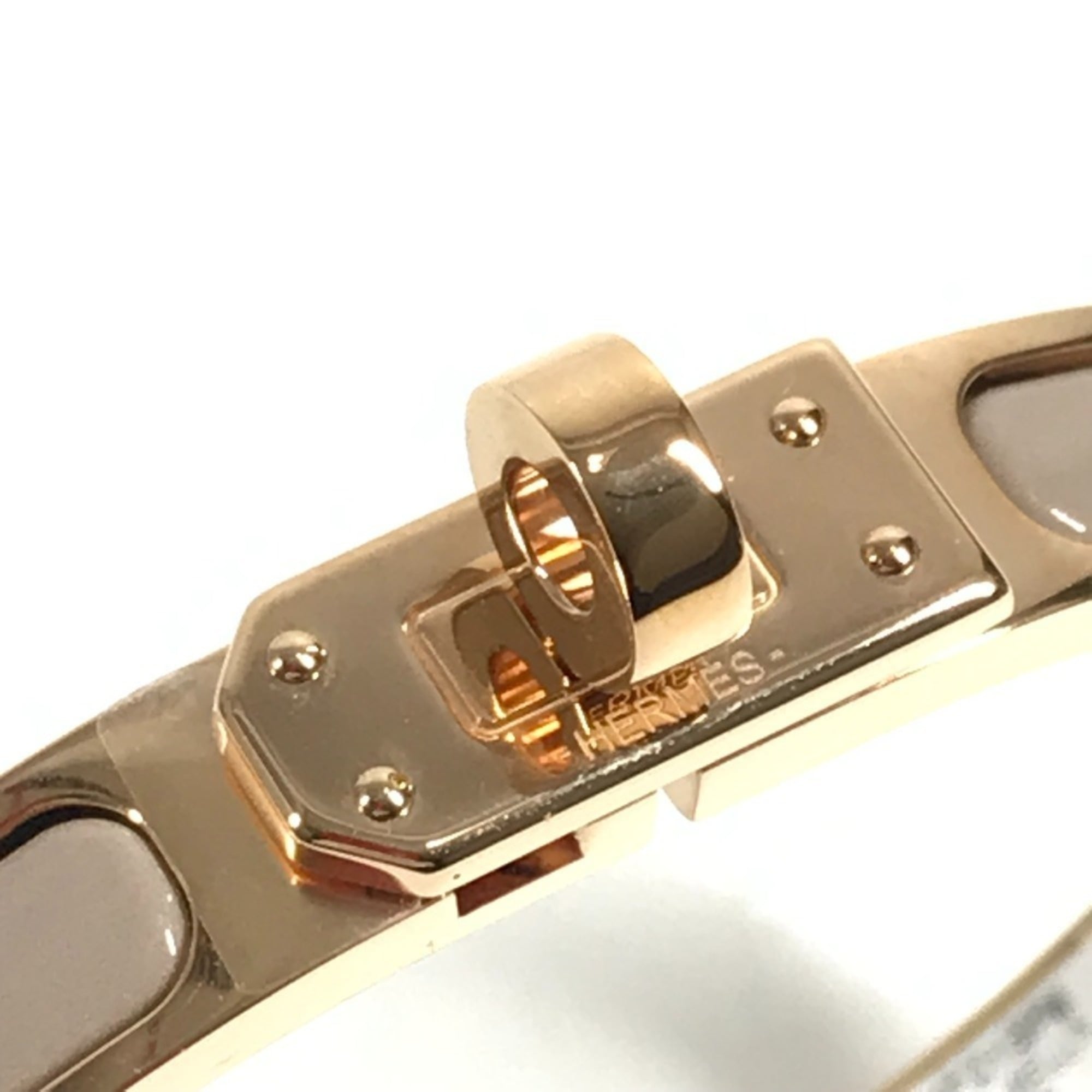 HERMES Mini Click Kelly PM Accessory Jewelry Bracelet Metal Men's Women's Marron Glacé Beige Like New — Like New