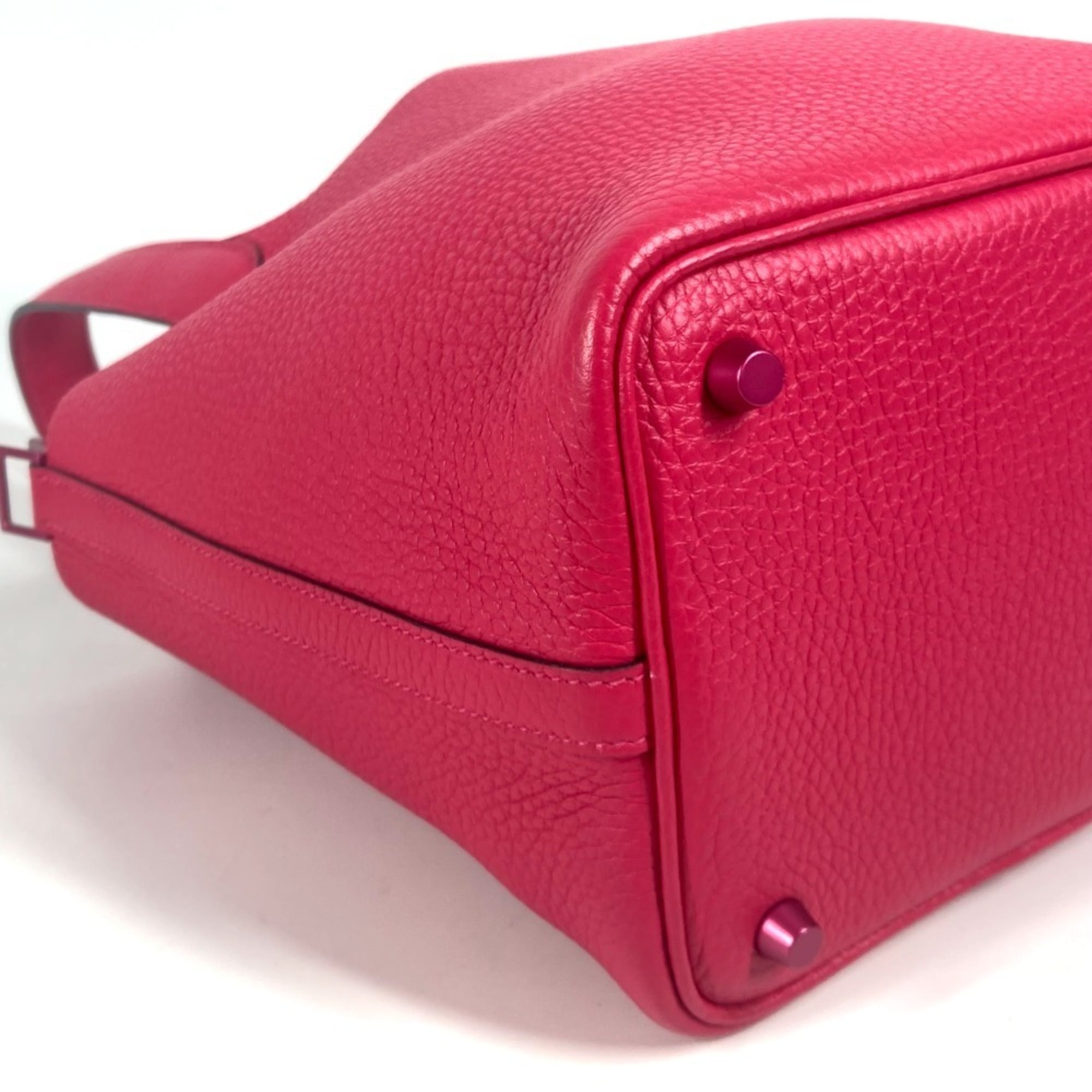 HERMES All Pink Picotin Lock PM 18, Monochrome, PM, Handbag, Taurillon Clemence Leather, Women's, Rose Mexico — Like New