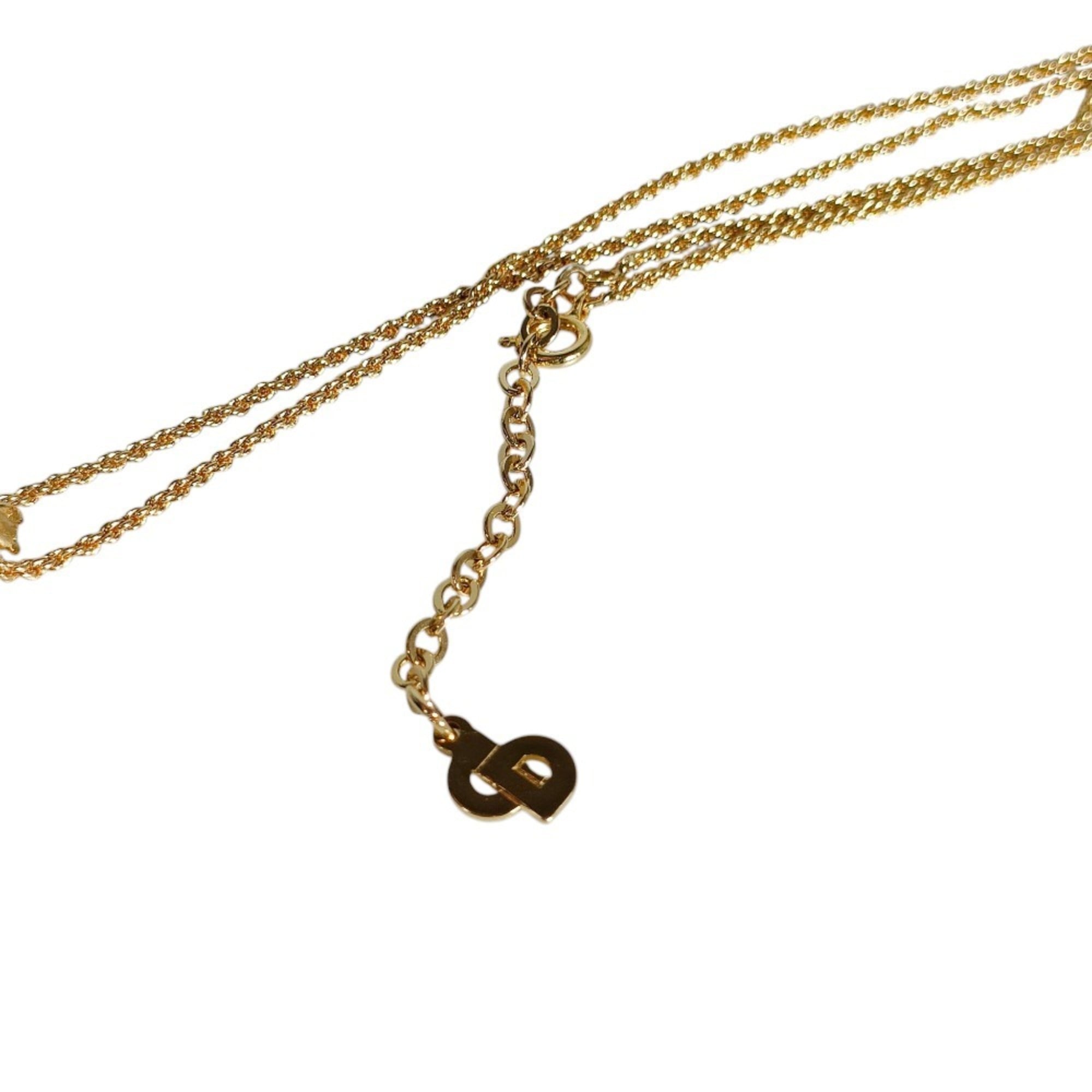 Christian Dior Vintage Heart Rhinestone Charm Necklace, Gold, Women's