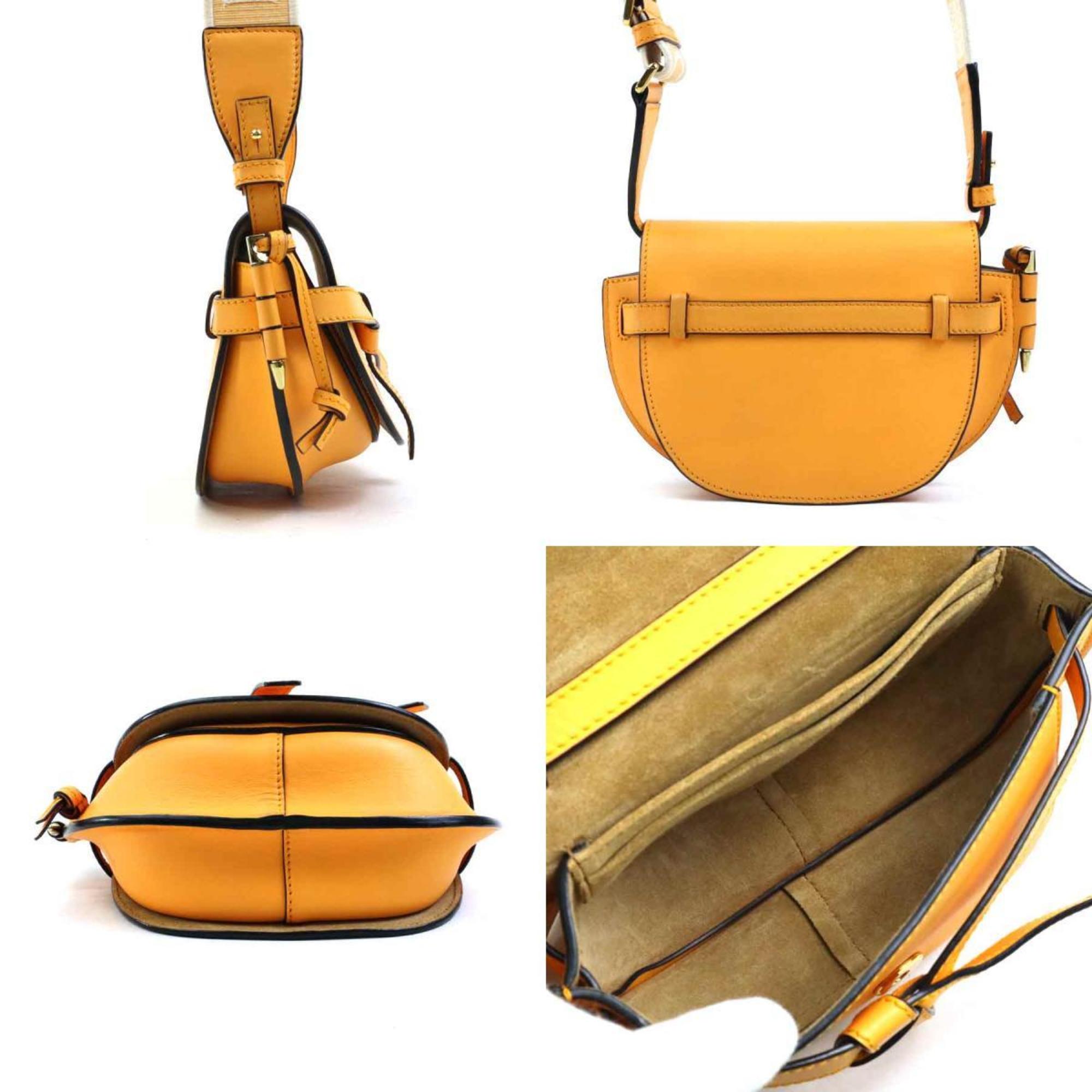 LOEWE Gate Dual Mini Shoulder Bag in Orange Leather, Women's, 90205g