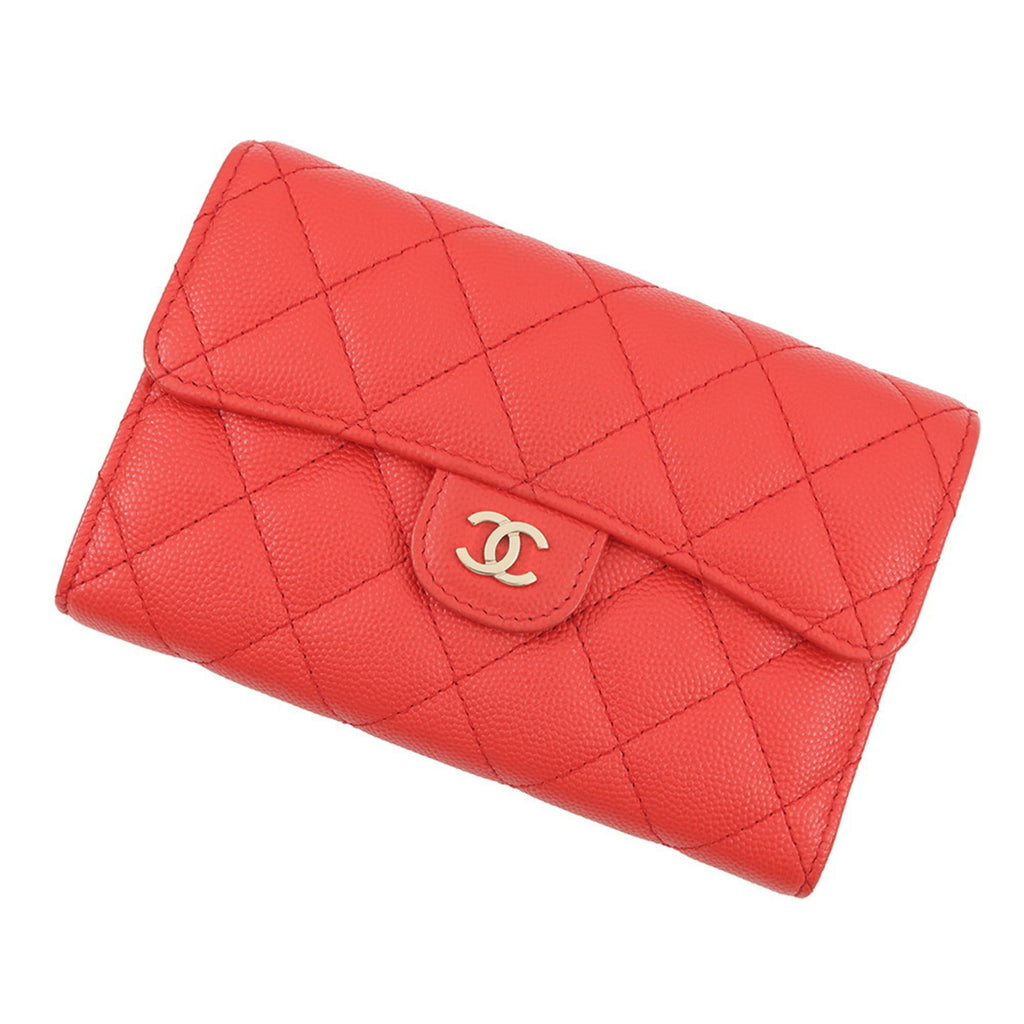 CHANEL Tri-fold Wallet Matelasse Coco Mark Medium Flap Caviar Skin A84341 WALLET