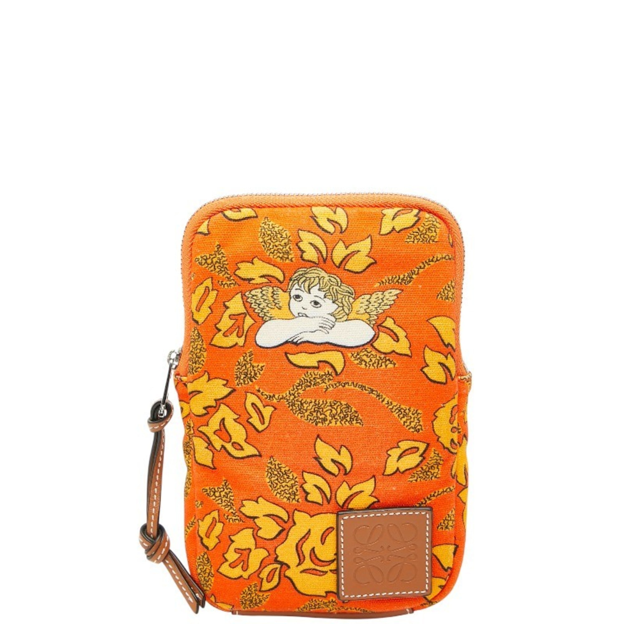 LOEWE x Paula's Ibiza pouch, orange and multicolor canvas leather, women's.