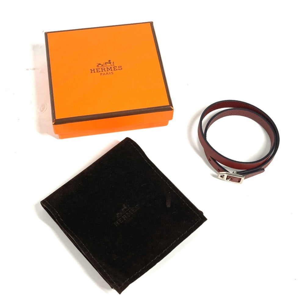 HERMES Paddock Double Tour Bracelet, Women's Leather Brown — Like New