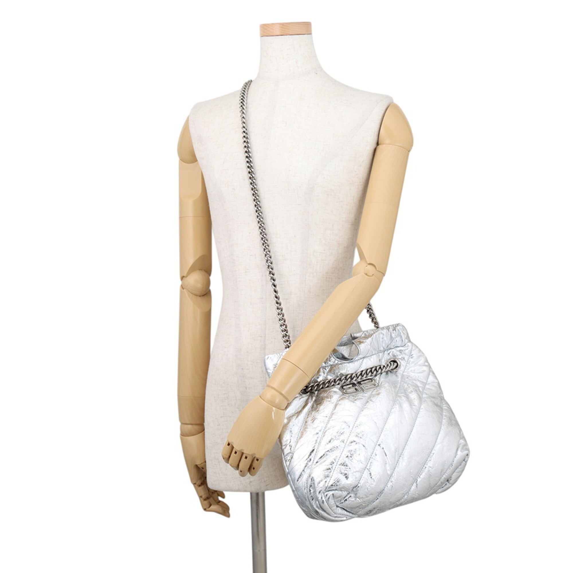 Balenciaga Shoulder Bag Crushed Chain Tote Small Leather 742942 BALENCIAGA 2-way Handbag — Like New