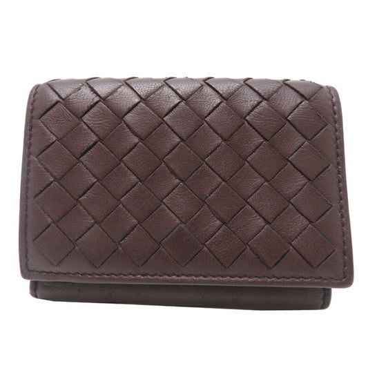 Bottega Veneta Treciato Compact Wallet Men's Tri-fold Leather in Bordeaux (Brown)