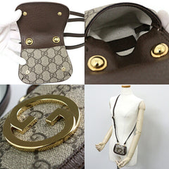 GUCCI Blondie Card Case Wallet GG Supreme Canvas Shoulder Bag 698635 Beige/Ebony — Like New