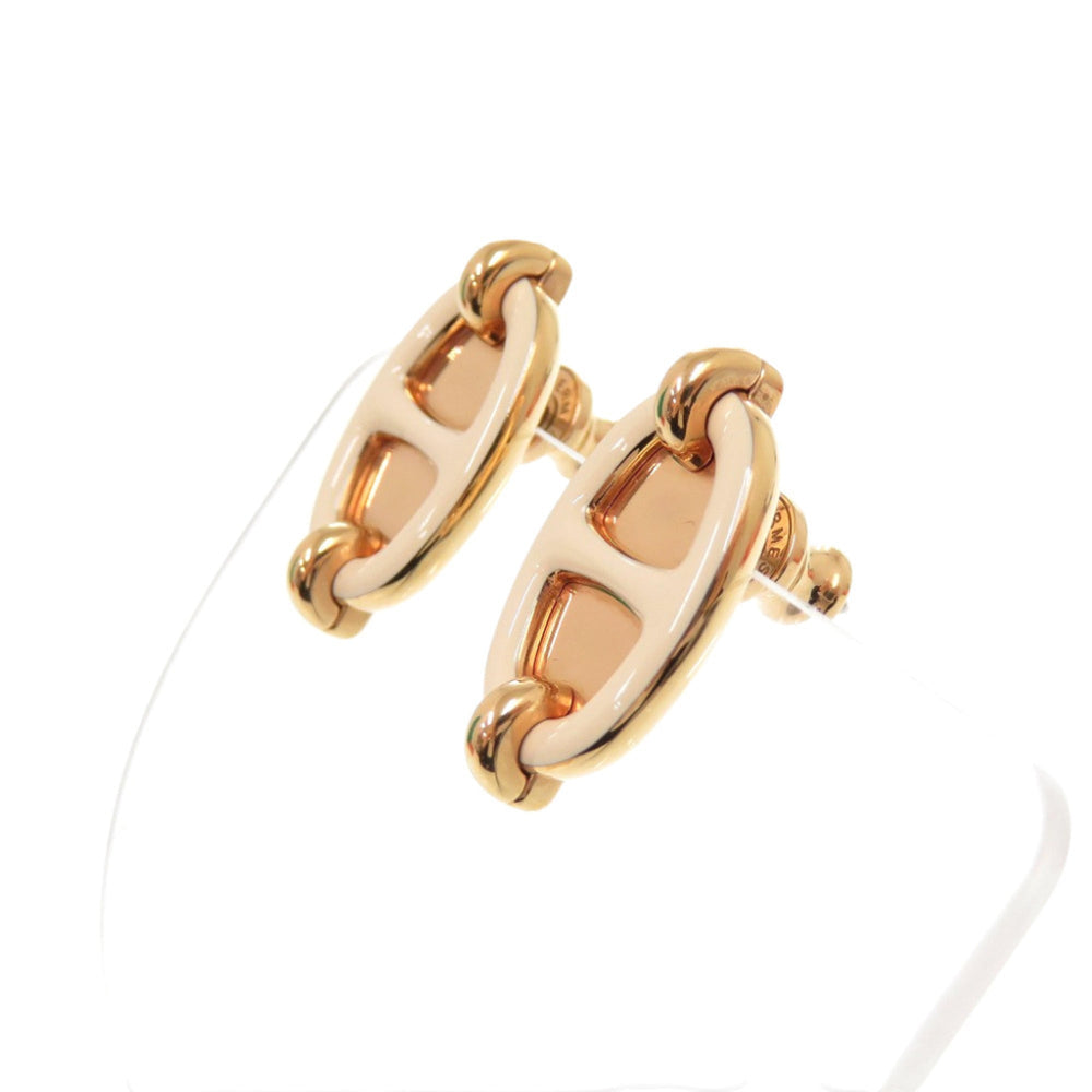 Hermes Mini Maillon Earrings H100052FOD3 Metal Cream White 1486HERMES — Like New