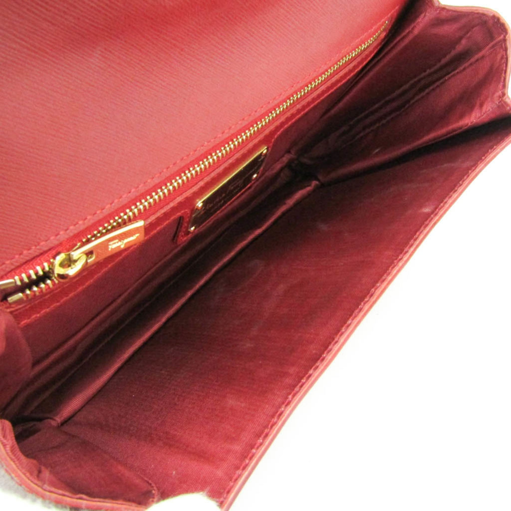 Salvatore Ferragamo Vara Chain Shoulder Bag AU-21 D855 Women's Leather Shoulder Bag Red Color