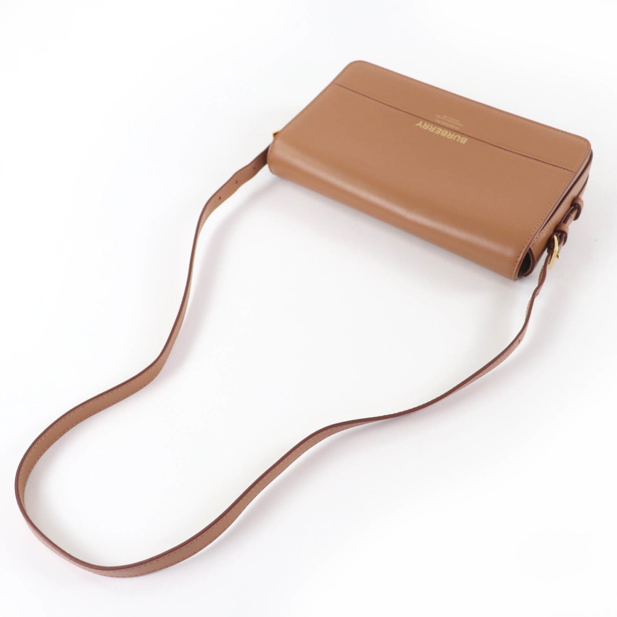 BURBERRY Grace logo leather shoulder bag, brown, with dust made in Italy, women's — Like New