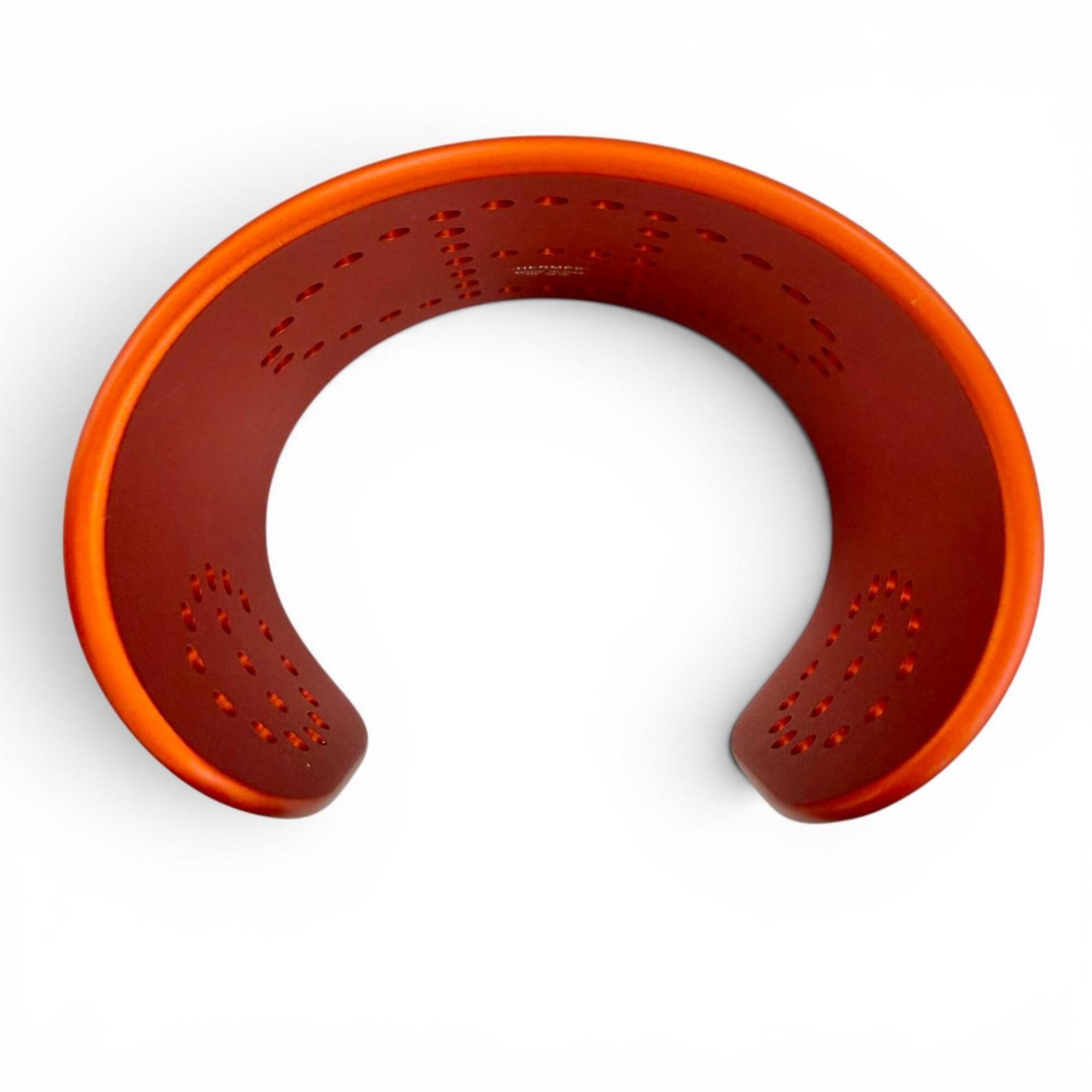 HERMES Evelyne Bangle, Aluminum, H Logo, Chaine d'Ancre Bracelet, Orange, Made in USA, Women's — Like New