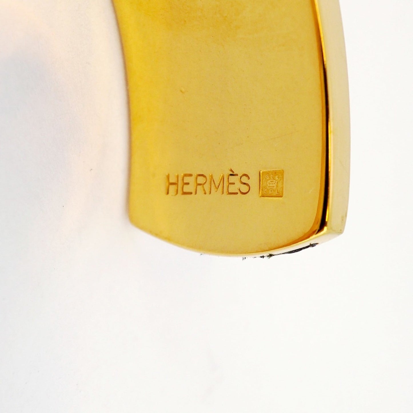 Hermes Kelly Bangle, GP Plated Leather, Gold, Blue, Women's