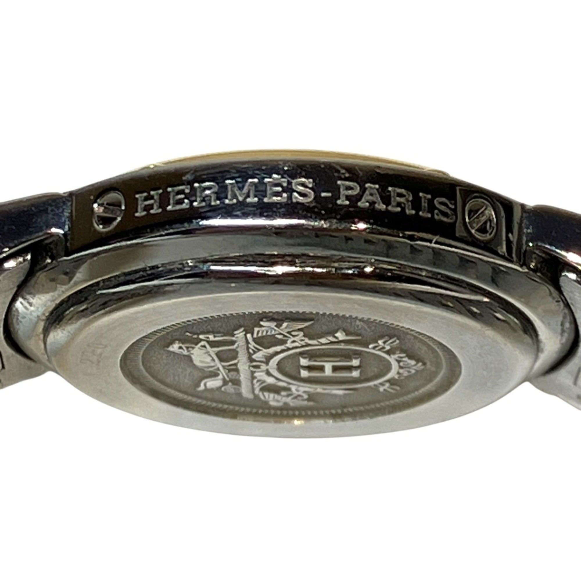 Hermes Clipper Two-Tone Watch, Total Weight 43.6g, Stainless Steel, Quartz Movement, White Dial, CL4.220 — Good