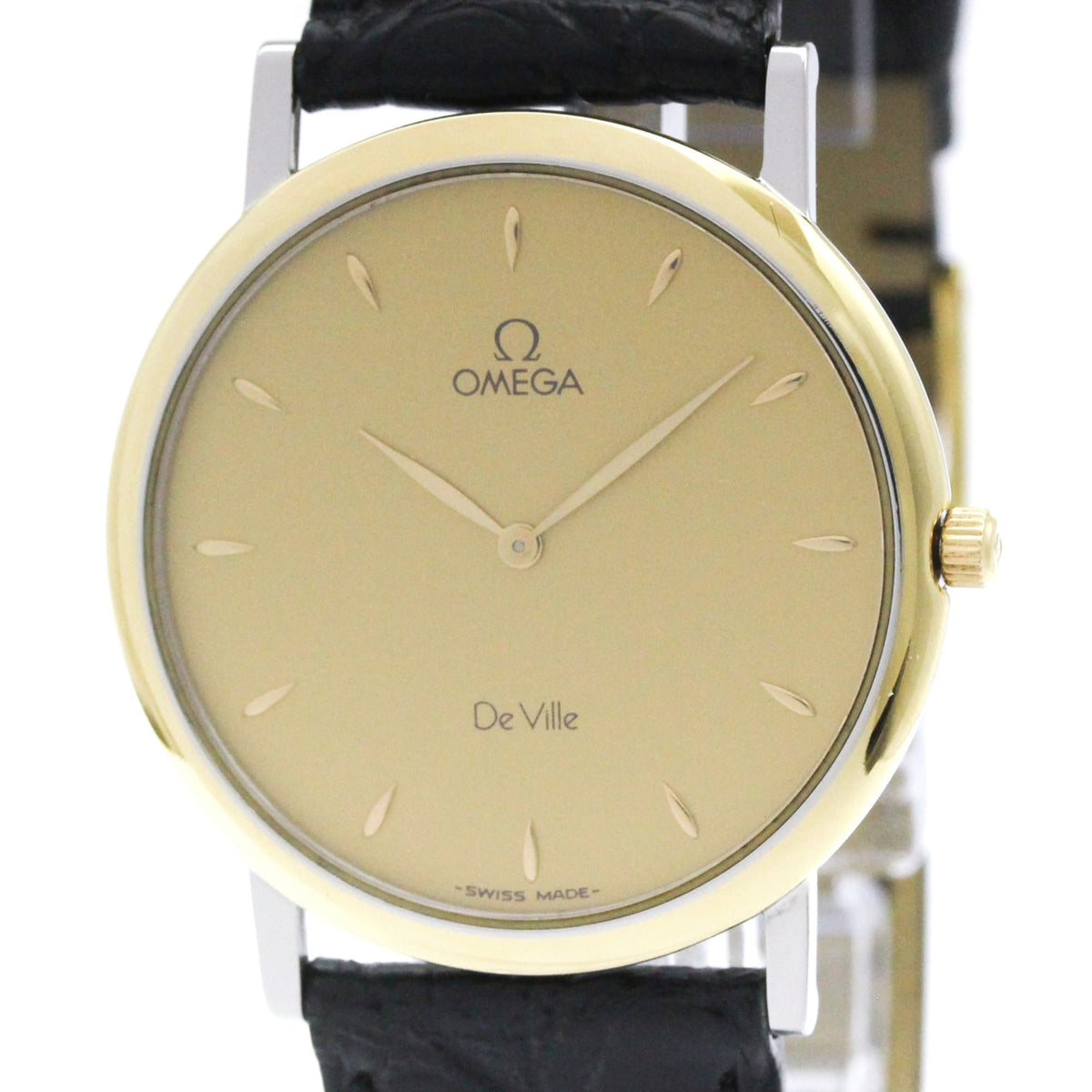 OMEGA De Ville Prestige Quartz Gold Plated Mens Watch 7400.11 Polished — Very Good
