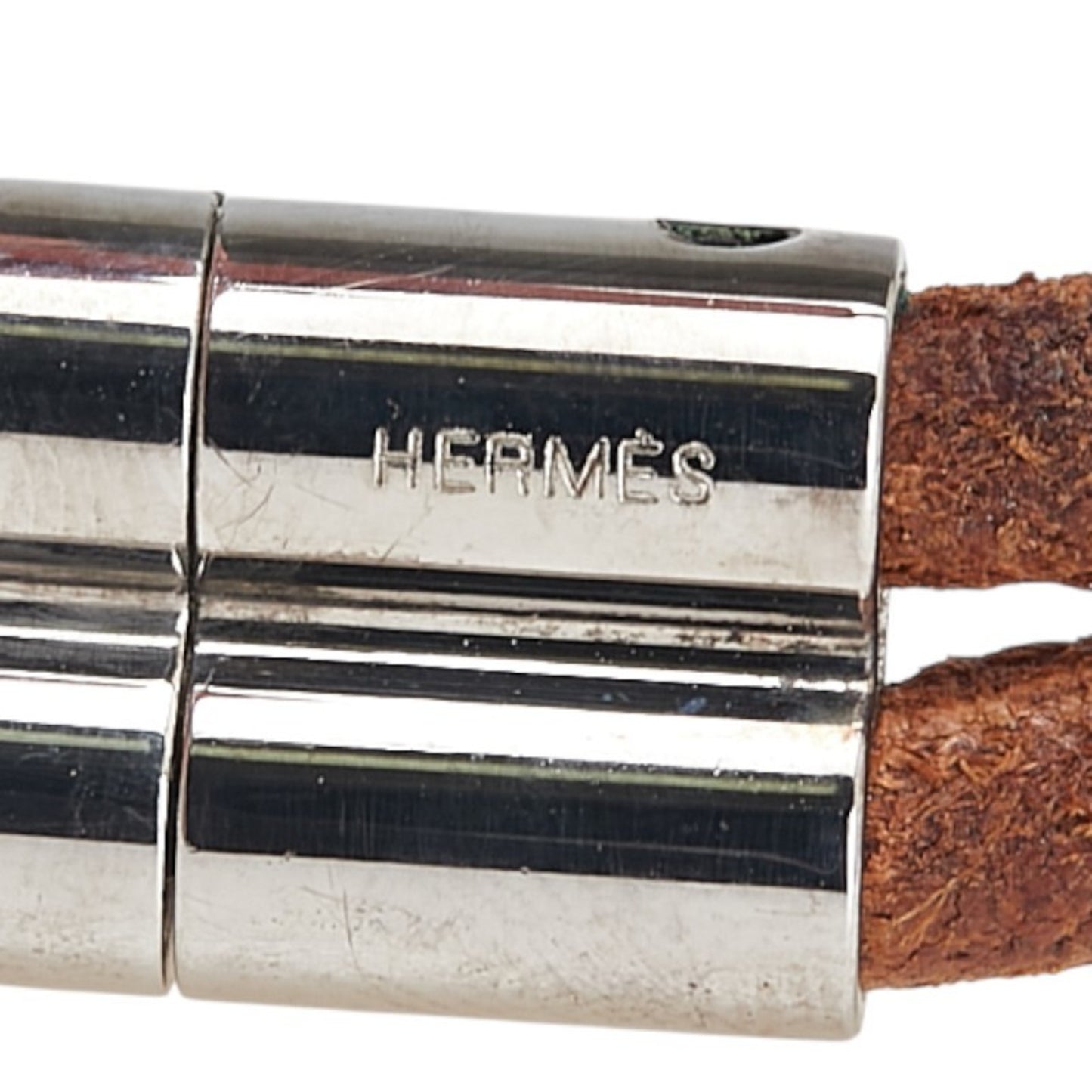 Hermes Hermès Herculide Double Bracelet Choker in Brown and Silver Leather Metal for Women