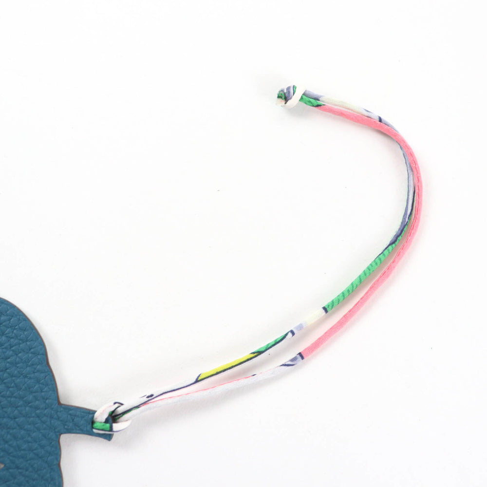 HERMES Petit H Charm, Blue Green Togo Leather, Pumpkin Pattern, Made in France, Women's Bag Charm — Like New