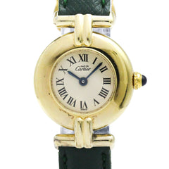 CARTIER Must Colisee Gold Plated Leather Quartz Ladies Watch 590002 — Good