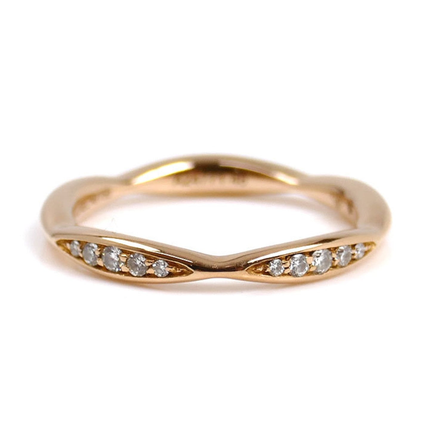 CHANEL 18KPG Pink Gold Camellia Ring J10836 with Diamonds, Size 8, 48mm, 2.4g, Women's