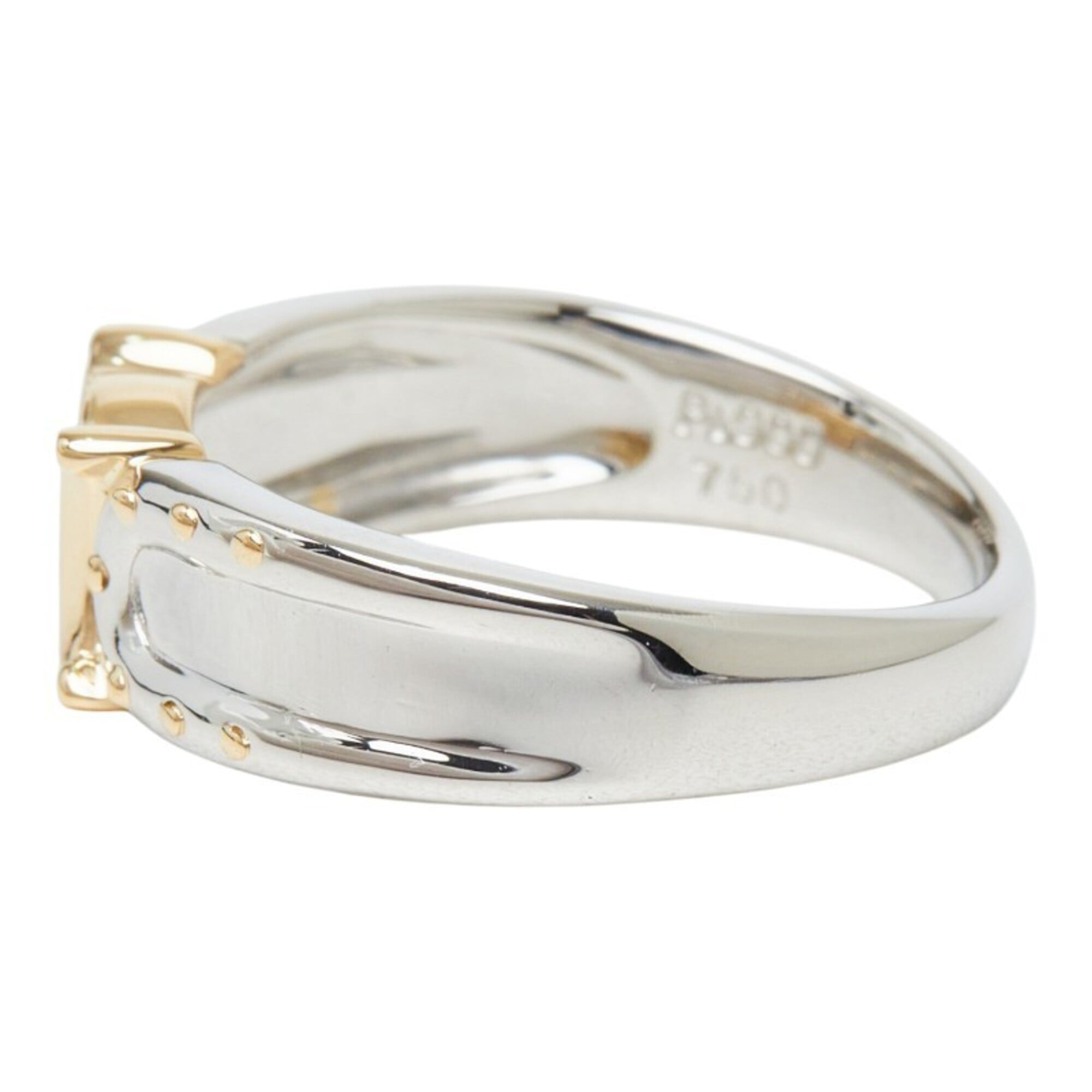 Celine Pt900 Platinum 18KYG Yellow Gold Macadam Logo Design Ring - Women's CELINE 1 — Like New