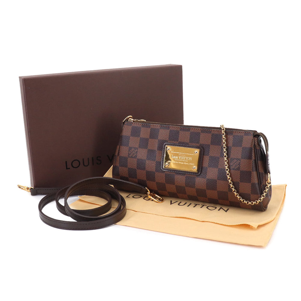 Louis Vuitton Damier Eva 2-way Hand/Shoulder Handbag, Ebene N52213, Gold Hardware — Like New