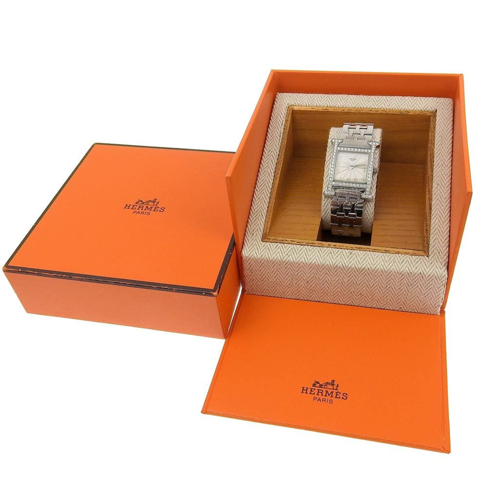 Hermes HERMES H Watch Wristwatch Diamond Bezel HH1.230 Stainless Steel Quartz Analog Display Silver Dial Women's — Very Good