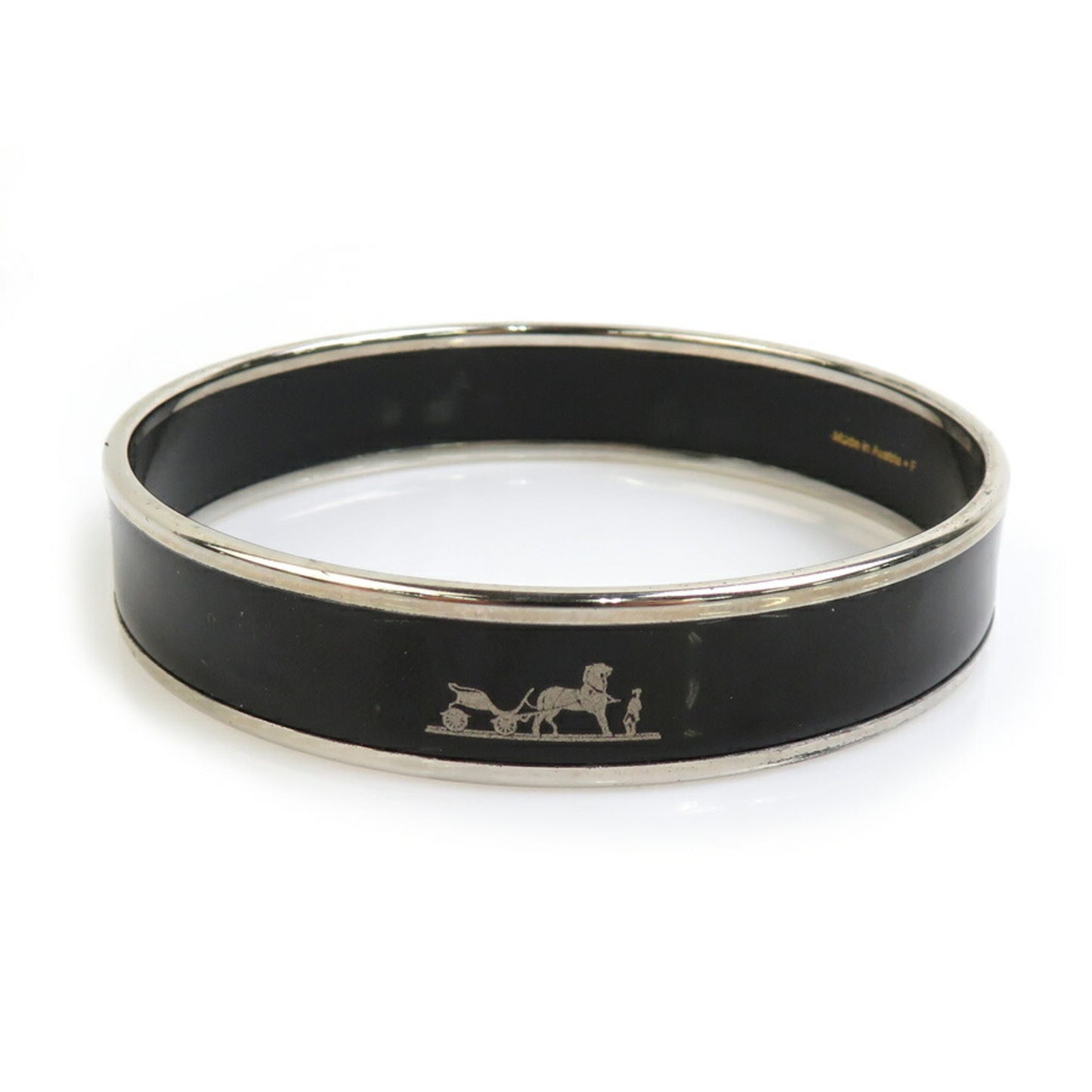 Hermes HERMES bangle bracelet enamel metal silver black ladies e60103g