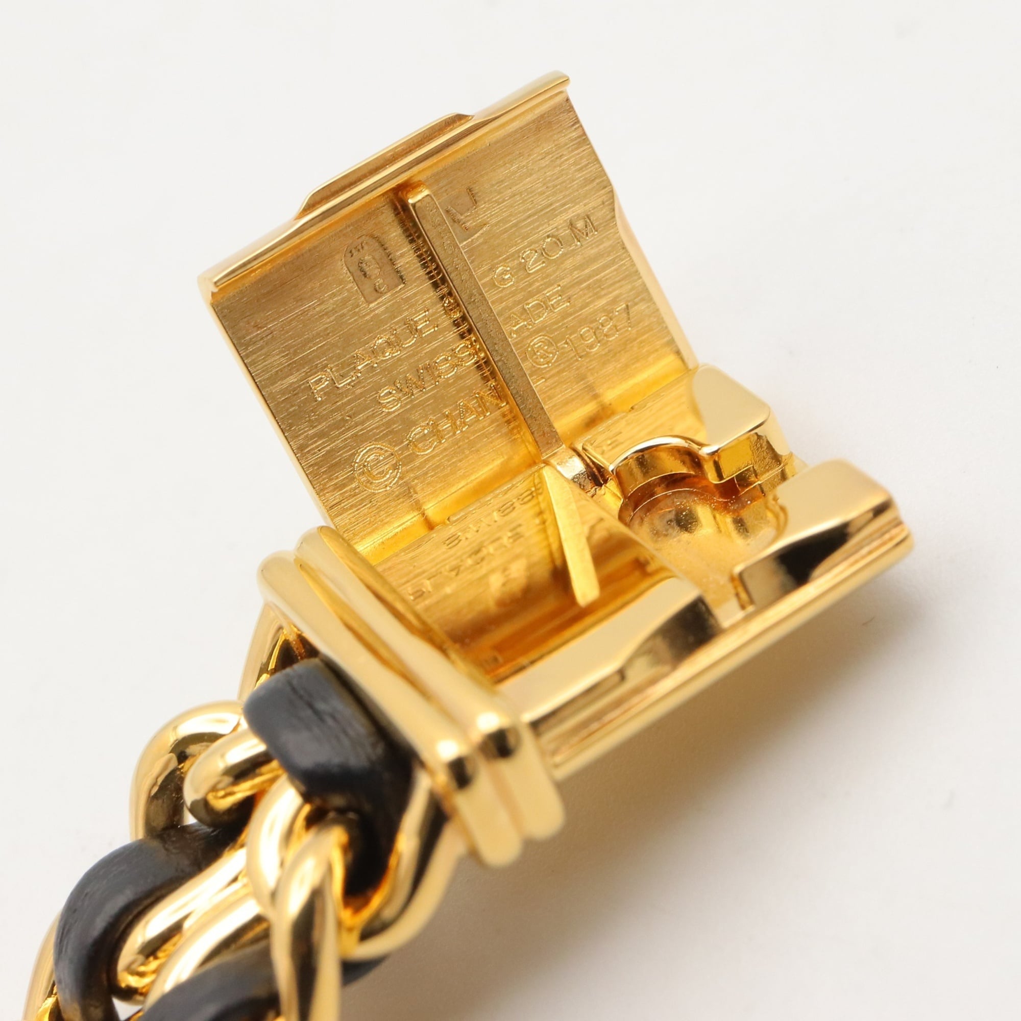 Chanel CHANEL Première S Watch, Gold Plated (GP), Leather Strap, Women's, Black, H0001 — Very Good
