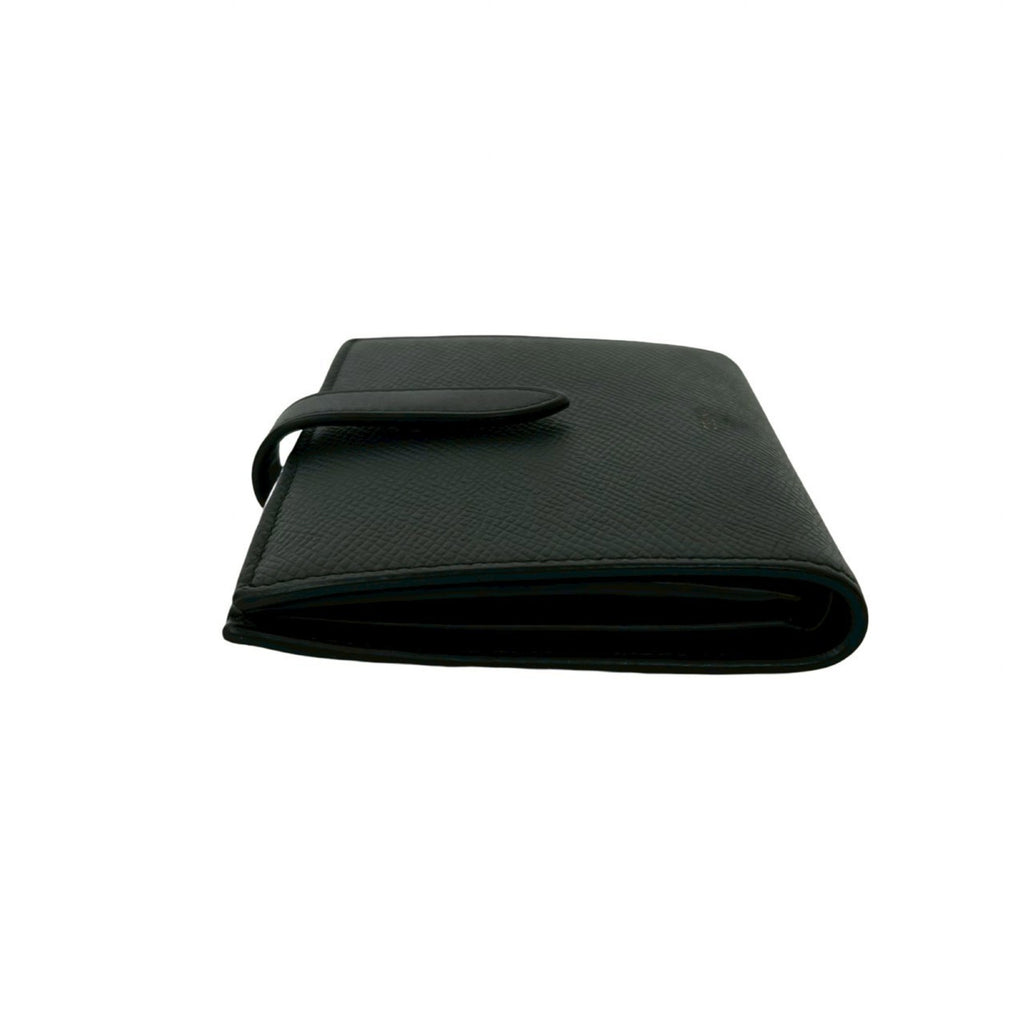 CELINE Medium Strap Leather Compact Bifold Wallet with Coin Purse, Black, 50782