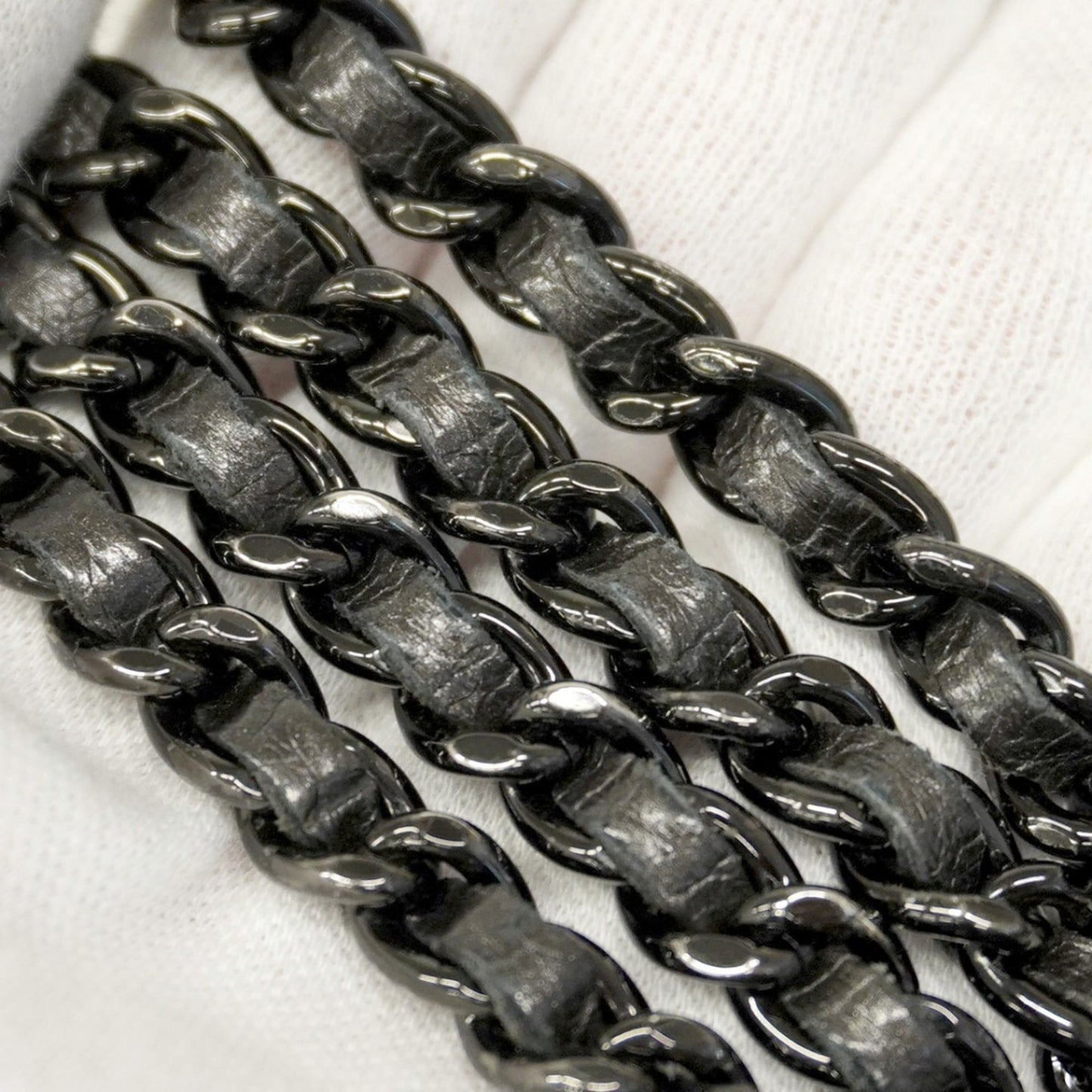 Chanel Matelasse Shoulder Bag with Double Chain, Calfskin, Black, Women's