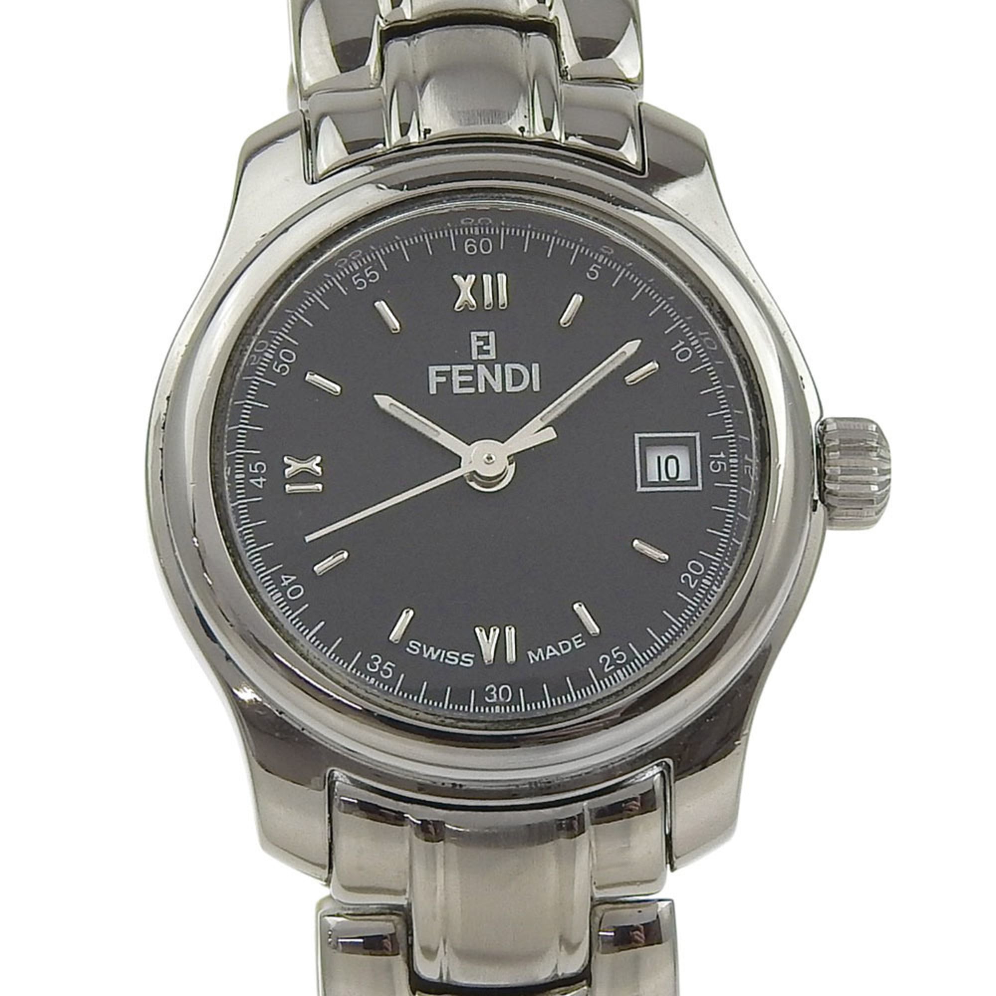 Fendi Olologi Watch 210L Stainless Steel Quartz Analog Display Black Dial Women's — Good