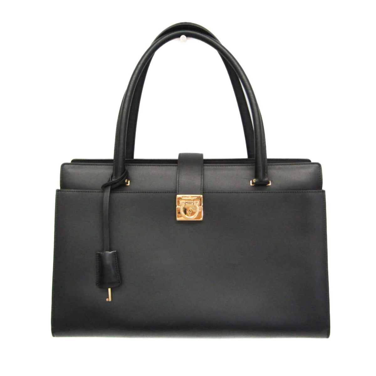 Salvatore Ferragamo Gancini DY-21 E525 Women's Leather Tote Bag Black — Like New