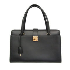 Salvatore Ferragamo Gancini DY-21 E525 Women's Leather Tote Bag Black — Like New