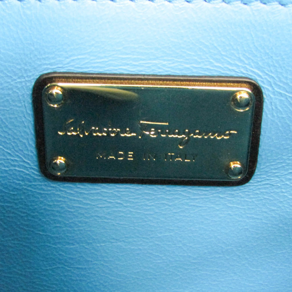 Salvatore Ferragamo Gancini Sophia DH-21 G175 Women's Leather Handbag,Shoulder Bag Black,Blue,White — Like New