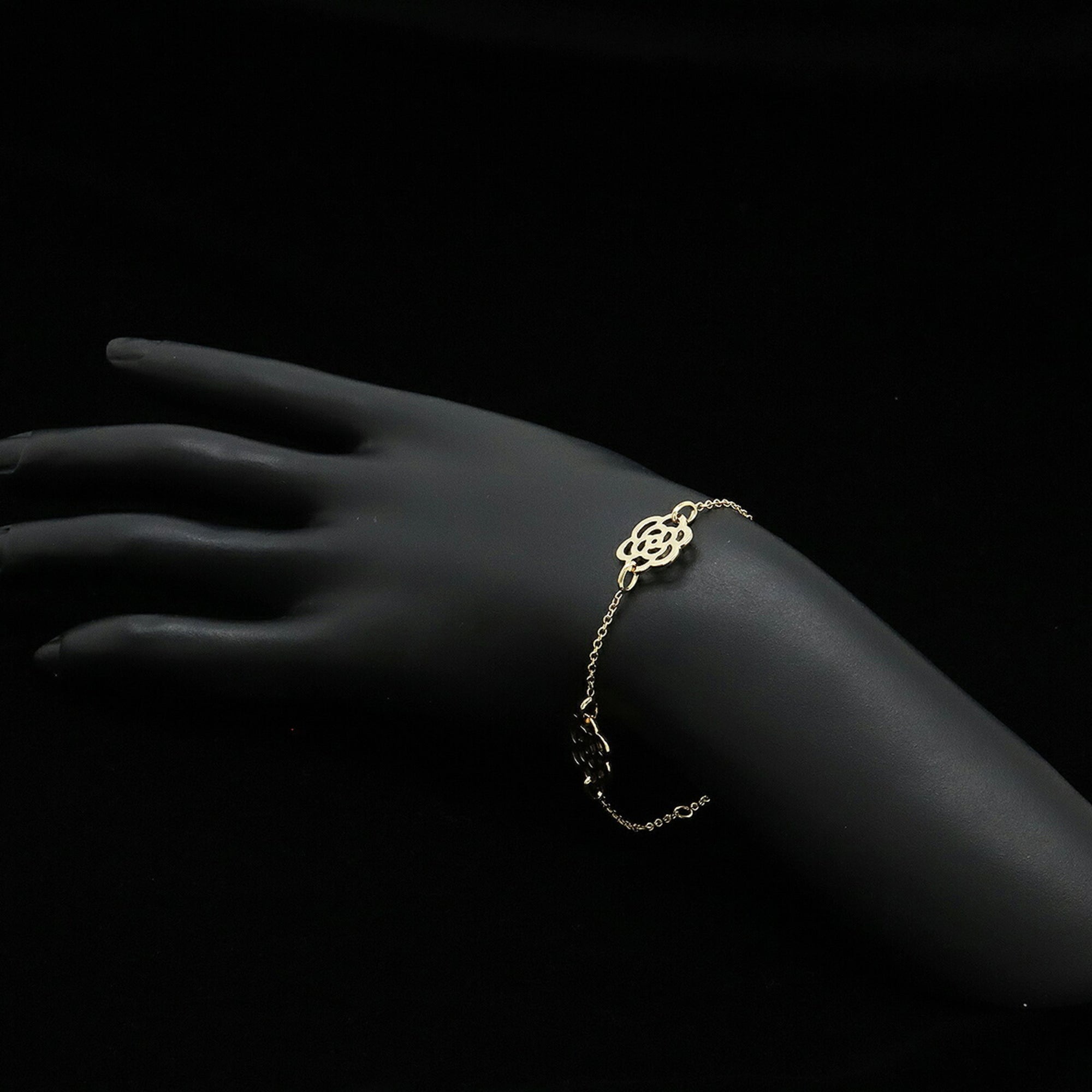 CHANEL Camellia 3-Motif Chain Bracelet Work 18K Yellow Gold (Au750) J10577 — Like New