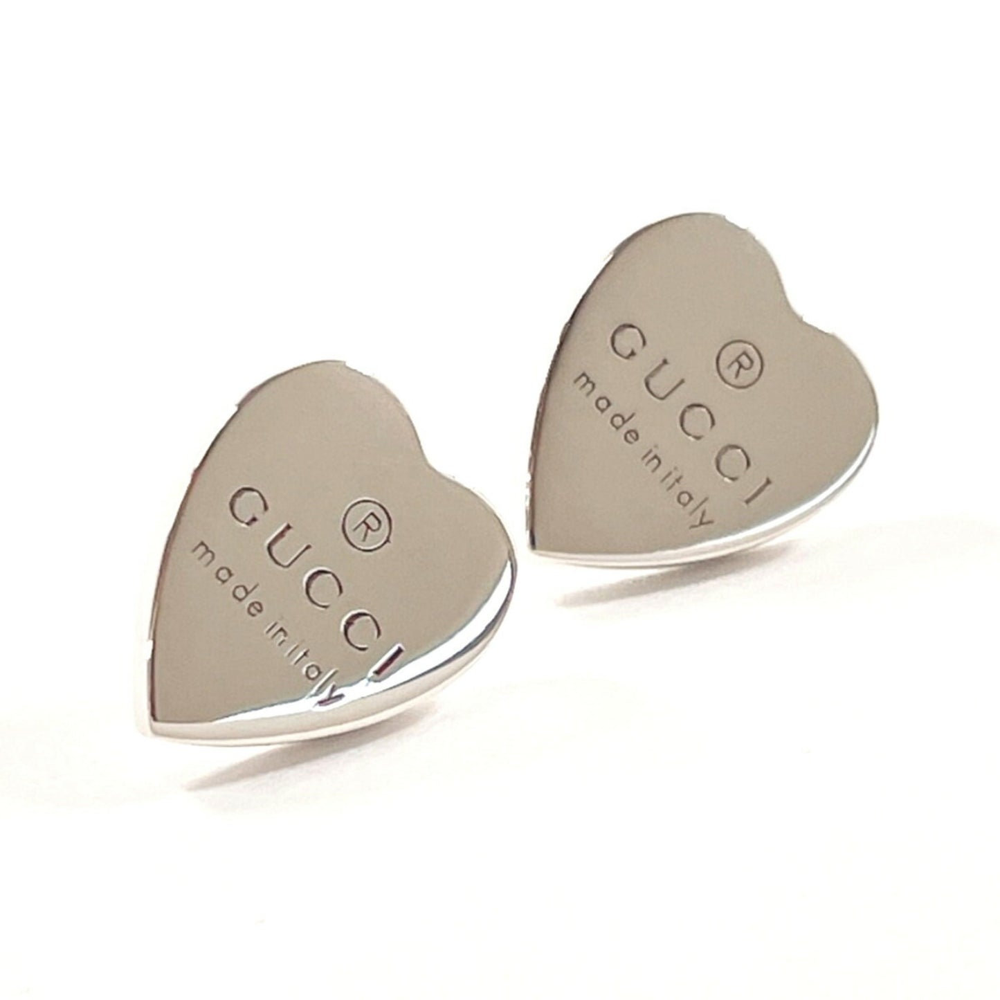 GUCCI Trademark Heart Shape 223990 J8400 8106 Earrings, Silver 925, Silver, Women's