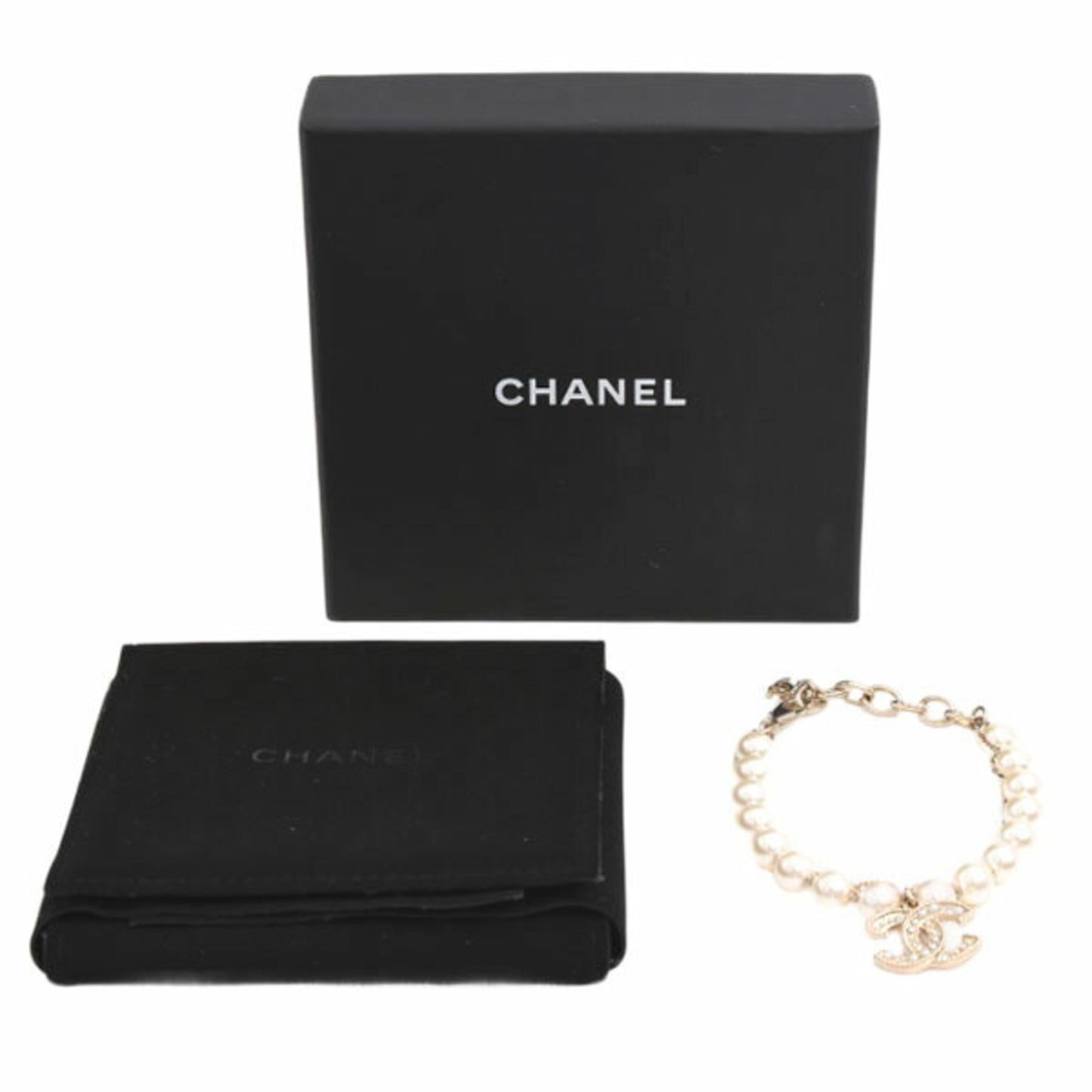 Chanel bracelet for women, fake pearl chain, Coco Mark motif, A19 GP CHANEL
