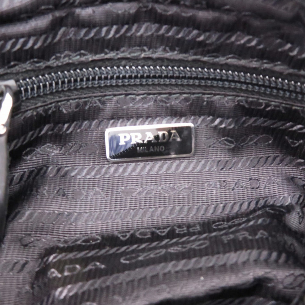 Like new Prada pouch with strap, 1NE175 nylon, silver hardware, black, 0351 PRADA — Like New
