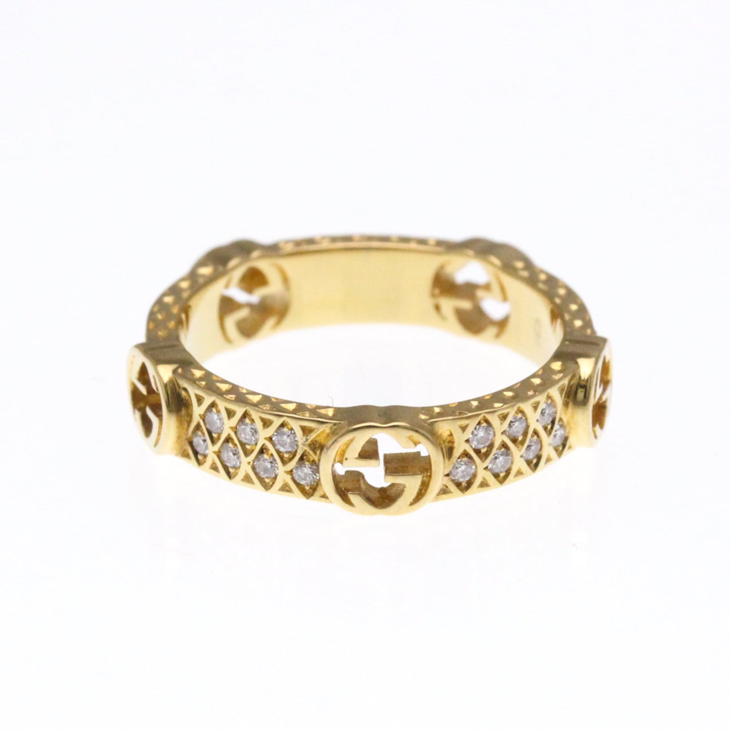 Gucci Interlocking G Diamond Ring Yellow Gold (18K) Fashion Diamond Band Ring Gold