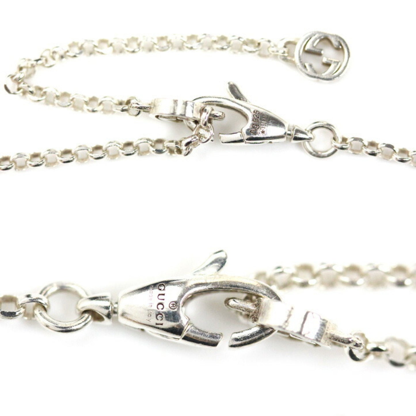 GUCCI Silver 925 Double G Necklace, 770724 J8400 8106, 5.4g, 39/44cm, Women's