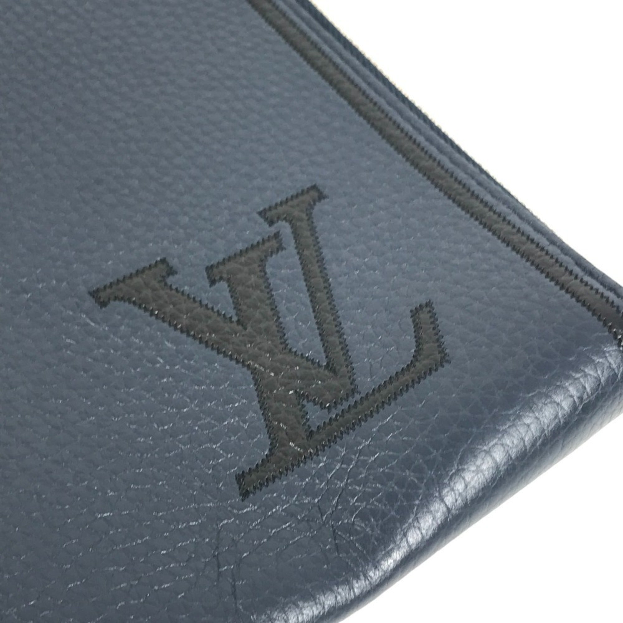 LOUIS VUITTON M68235 LV Logo Pochette Jour GM Pouch Bag with L-shaped Zipper, Second Bag, Clutch Taurillon Leather, Navy Blue for Men and Women — Like New