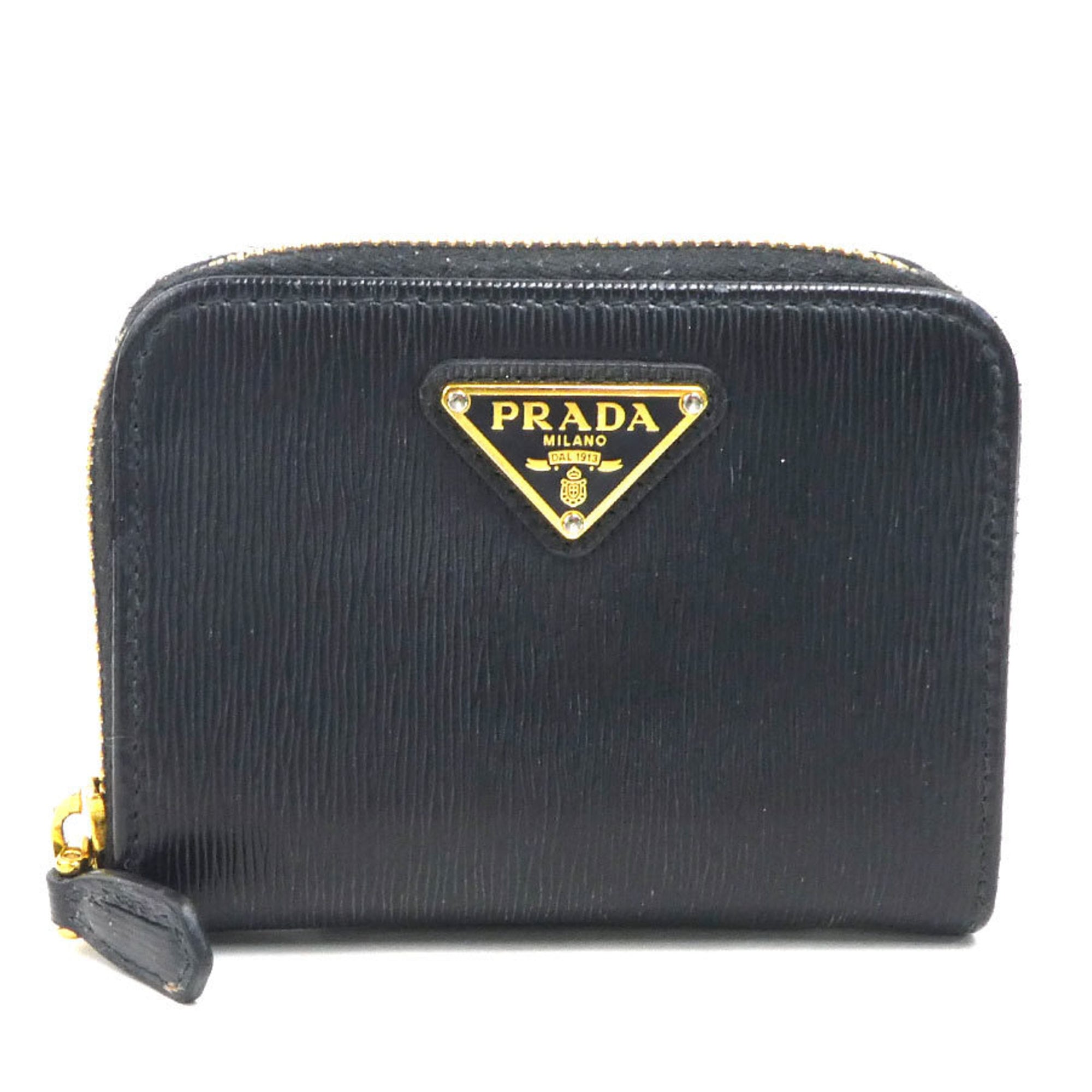 Prada wallet, coin purse, leather, black, unisex, r10911a