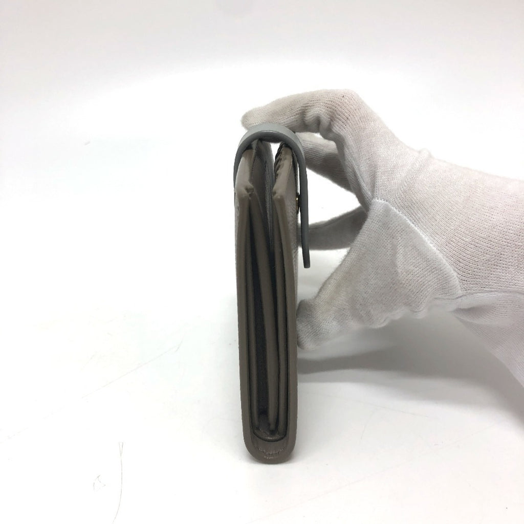 CELINE 10B643BRU Two-Tone Medium Strap Wallet, Compact Bi-fold Leather, Women's, Gray