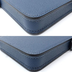 HERMES Aka Box WNN005 Pochette Shoulder Bag in Leather, Blue de Plus, Women's, 188592 — Like New