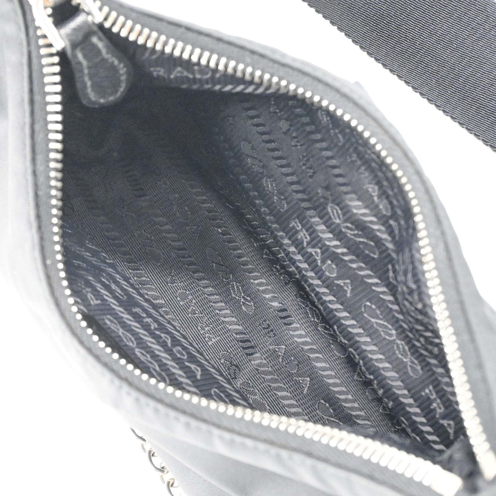 PRADA Tessuto Nylon Leather Shoulder Bag Handbag for Women, Triangle Design, Black IBH204 — Like New